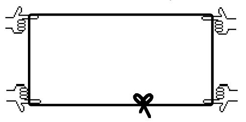 Horizontal rectangle with each vertex showing a finger holding out the corners.